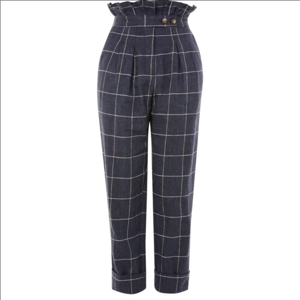 Top shop plaid navy pants